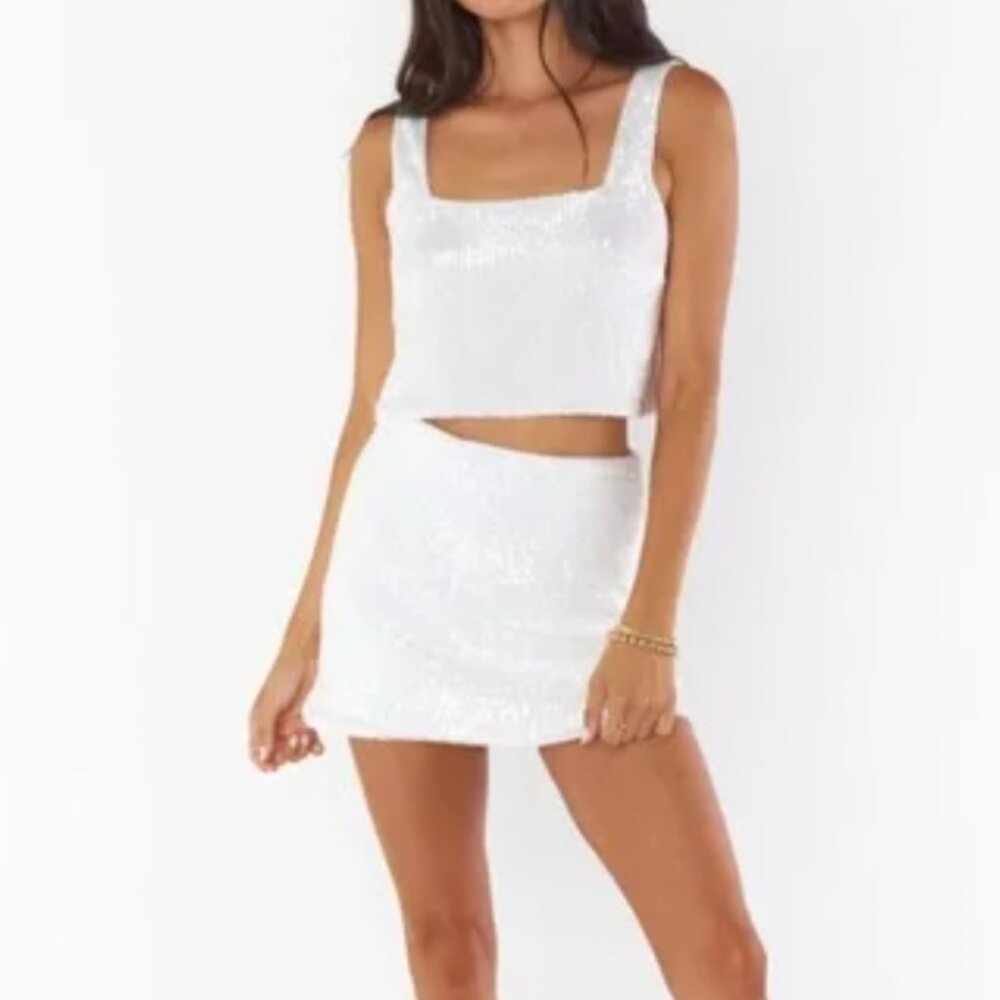 Show Me Your Mumu White Sequin "All Night" Skort - Size XXL